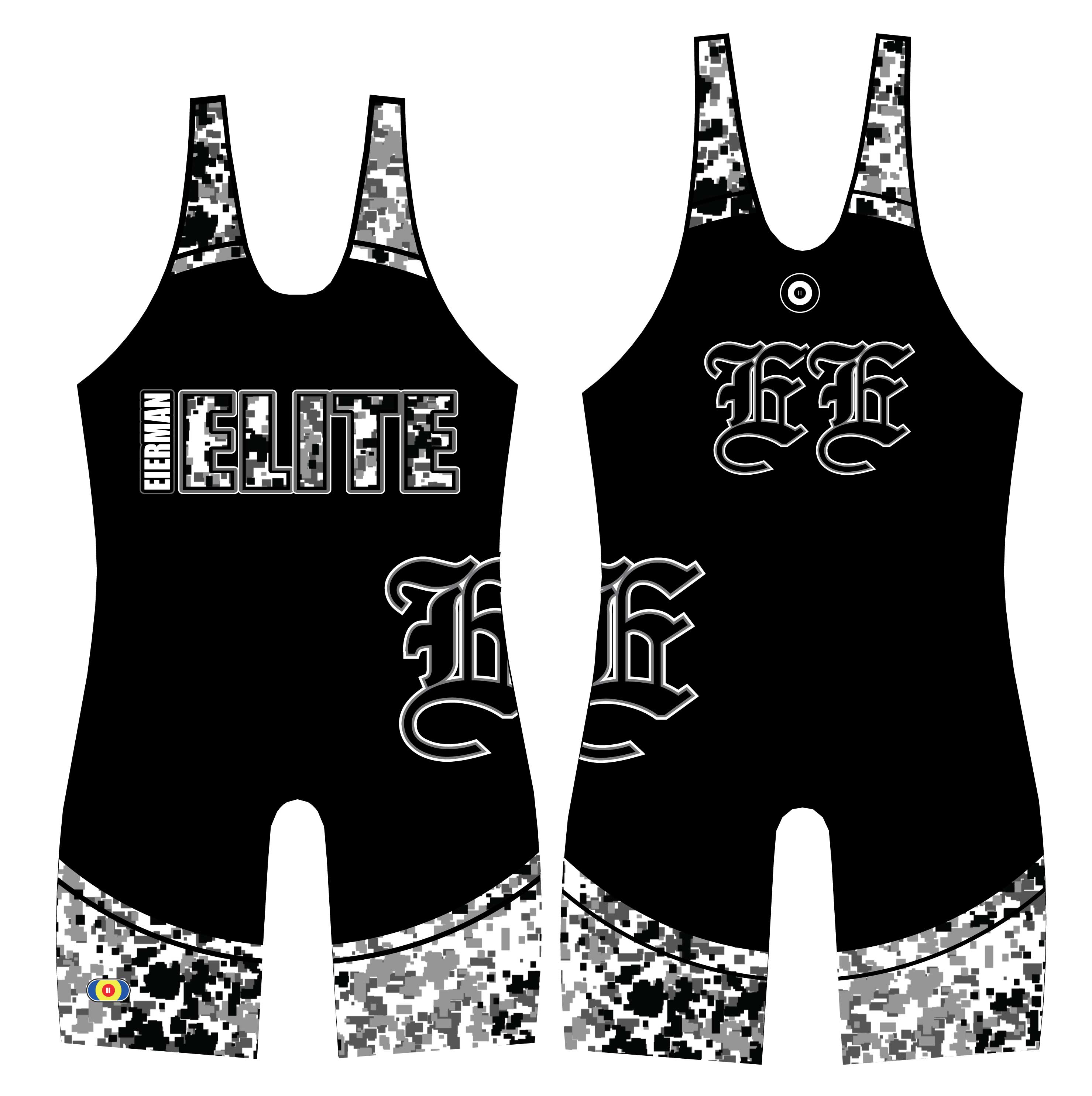 WC Eierman Elite Custom Team Singlet, color: Black/Digital Camo - Click Image to Close